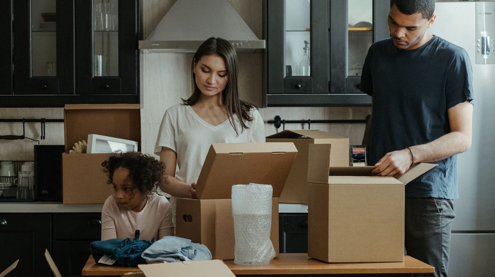A family settling into a new home in Westfield, Massachusetts